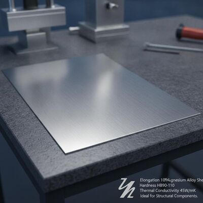 Yüzde 10 Uzama Magnezyum Alaşımlı Levha, HB90-110 Sertlik, 45W/mK Termal İletkenlik, Yapısal Bileşenler İçin İdeal