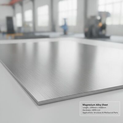 Uzunluğu 1000mm 6000mm Magnezyum alaşımlı metal metal sertliği HB90 110 Yapısal ve mekanik parçalar için uygundur